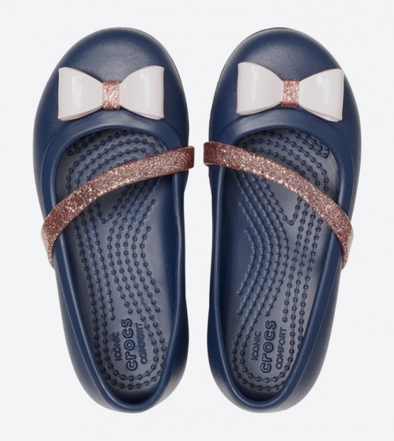 Дитячі крокси балетки для дівчинки Crocs Kids' Lina Charm Flat Navy/Pink (28-29, синій) - Фото 5 Дитячі крокси балетки для дівчинки Crocs Kids' Lina Charm Flat Navy/Pink (28-29, синій) - зображення 5