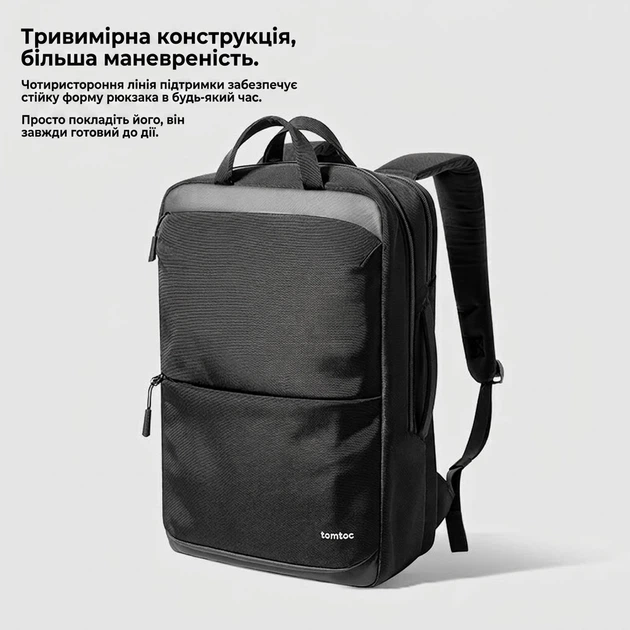 Рюкзак Tomtoc для ноутбука 16" мужской противоударный для деловых поездок - изображение 5