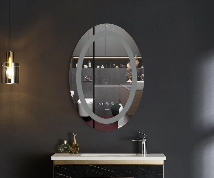 Зеркало для ванной MIXXUS PLAIN MV02-50x70 LED Anti-Fog с подсветкой, подогревом, часами и диммером 50х70 см - изображение 6