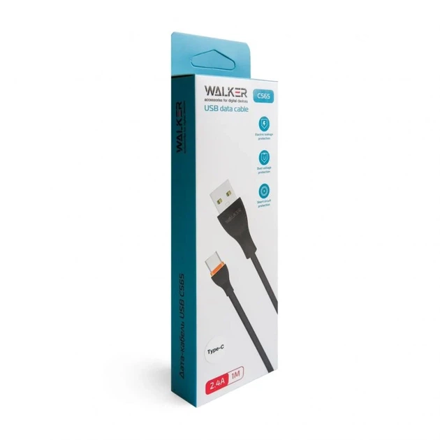 Кабель USB Lightning WALKER C565 силіконовий 2.4А 1 м білий - Фото 5 Кабель USB Lightning WALKER C565 силіконовий 2.4А 1 м білий - зображення 5