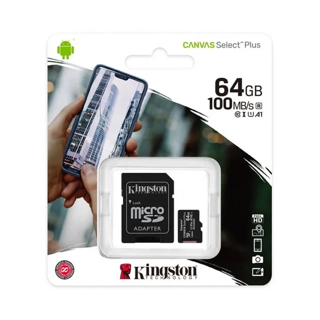 Карта памяти MicroSDXC Kingston Canvas Select Plus 64GB Class 10 UHS-I с адаптером - изображение 2