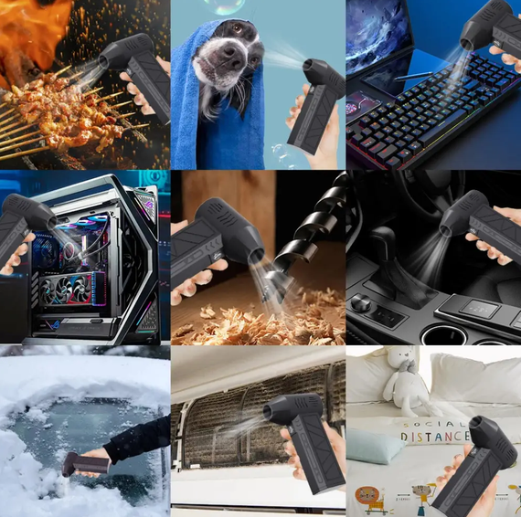 Аккумуляторная воздуходувка ZY7400 SE PRO портативный турбофен 5000 mAh с зарядкой USB скорость воздуха 39 5 м с для очистки сушки и охлаждения черная - Фото 5 Аккумуляторная воздуходувка ZY7400 SE PRO портативный турбофен 5000 mAh с зарядкой USB скорость воздуха 39 5 м с для очистки сушки и охлаждения черная - изображение 5