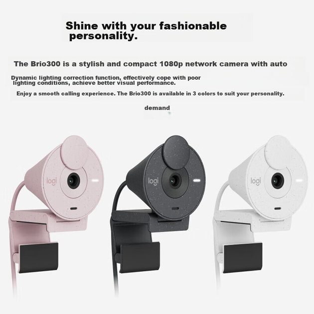 Веб-камера Logitech Brio 300 Full HD 1080p Gray - Фото 8 Веб-камера Logitech Brio 300 Full HD 1080p Gray - изображение 8