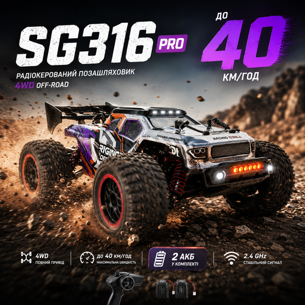 Радиоуправляемый автомобиль ZLL SG316 PRO 1:16 40 км/м RC джип Скоростная RC машина off-road RC, LED подсветка - изображение 2