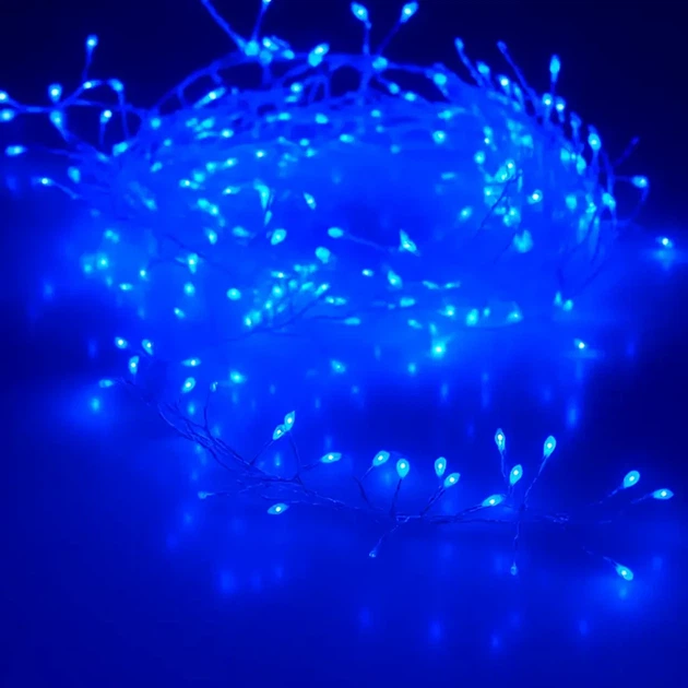 Светодиодная гирлянда-фейерверк 5 м 150 LED синий от сети для праздника - Фото 1 Светодиодная гирлянда-фейерверк 5 м 150 LED синий от сети для праздника - изображение 1