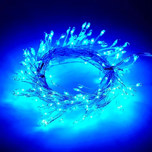 Светодиодная гирлянда-фейерверк 5 м 150 LED синий от сети для праздника - Фото 8 Светодиодная гирлянда-фейерверк 5 м 150 LED синий от сети для праздника - изображение 8
