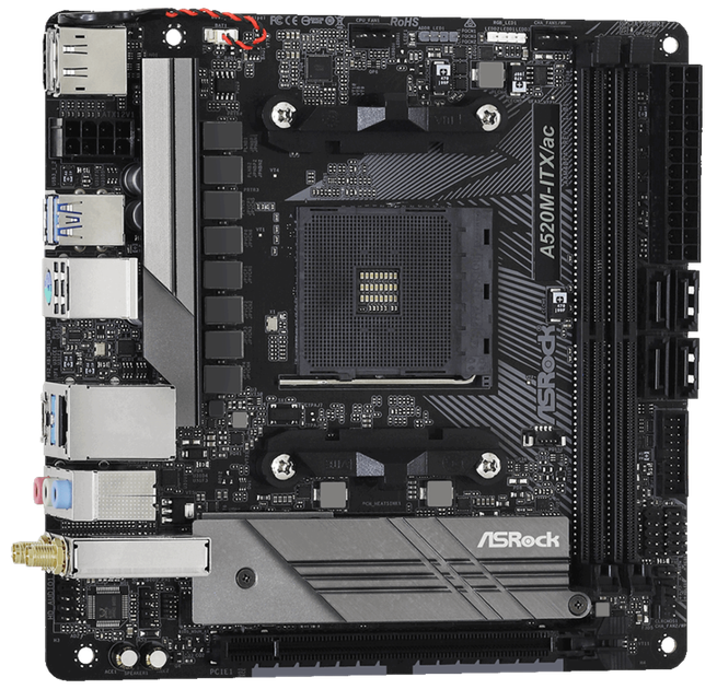 Материнська плата AsRock A520M-ITX/ac sAM4 mITX - изображение 2
