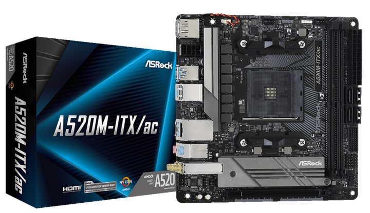 Материнська плата AsRock A520M-ITX/ac sAM4 mITX - изображение 4
