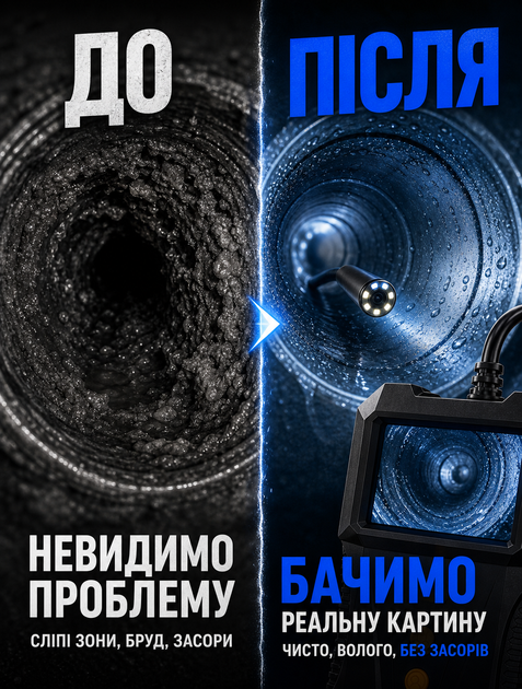 Эндоскопическая камера с встроенным дисплеем и подсветкой на 5 метров для осмотра труднодоступных мест IP67 3 насадки в комплекте - изображение 5