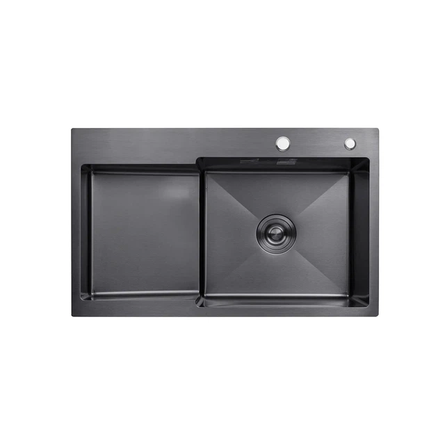 Кухонная мойка Kroner KRP Schwarze 7848RHM PVD 780х480 черная (3,0/1,0 мм) - Фото 1 Кухонная мойка Kroner KRP Schwarze 7848RHM PVD 780х480 черная (3,0/1,0 мм) - изображение 1