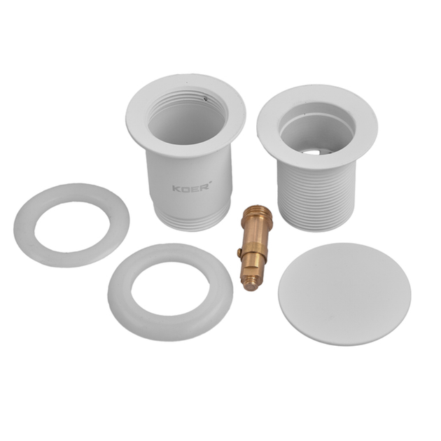 Донный клапан Koer PW-08-03 1 1/4'' Сlick-Сlack для умывальника, белый матовый (KR5787) - изображение 4