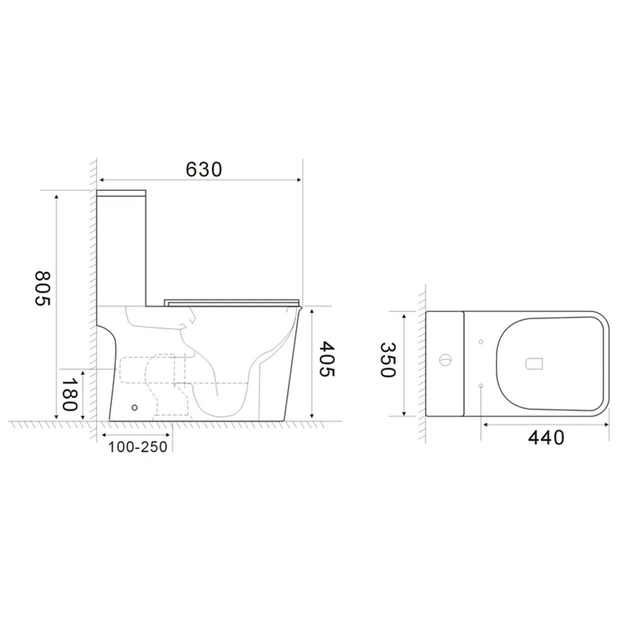 Унитаз компакт Mixxus Wave-0404-R 630х350 прямоугольный, с сиденьем, белый (MI6692) - изображение 6