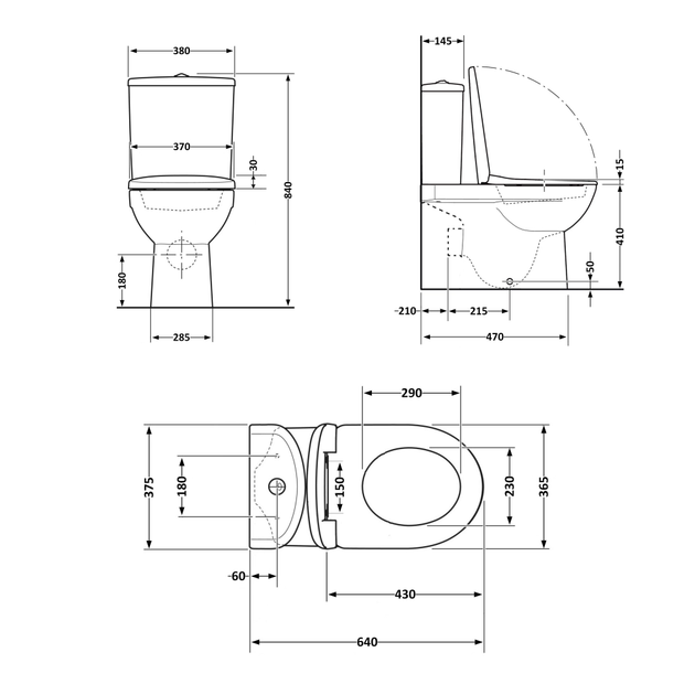 Унитаз компакт Q-tap Jay 640x375 овальный, с сиденьем, белый (QT07222175TW) - изображение 9