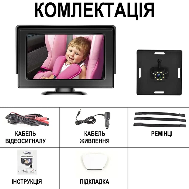 Автомобильная видеоняня Podofo Z2102 монитор 4.3" с камерой заднего вида черный - изображение 12