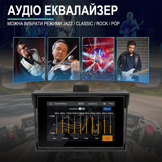 Монитор Podofo A3502 для мотоцикла 5" сенсорный дисплей Bluetooth Wi-Fi GPS черный - изображение 11