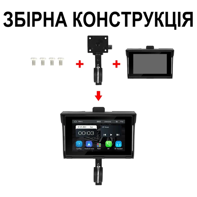 Монитор Podofo A3502 для мотоцикла 5" сенсорный дисплей Bluetooth Wi-Fi GPS черный - изображение 14