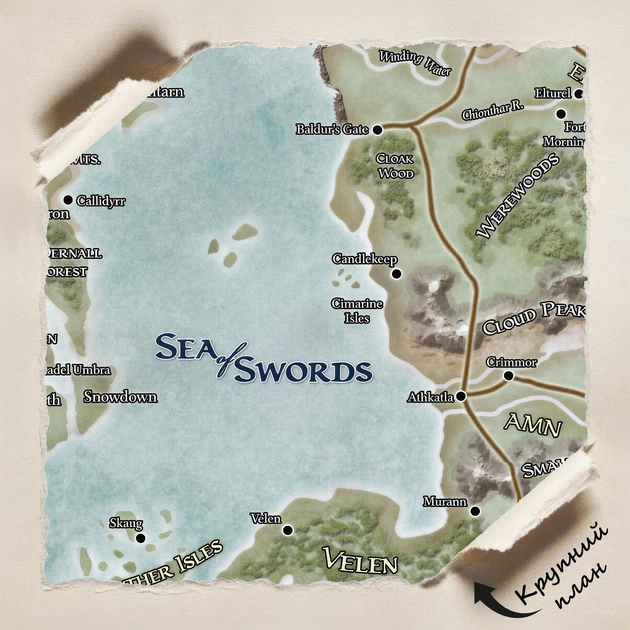 Постер Фейрун карта, Забуті Королівства, Dungeon&Dragons, Faerûn, ларп, рольові ігри, фентезі, A1 60×85 см (id3630) - зображення 4