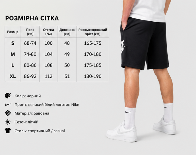 Шорты Nike Big Logo черные мужские - спортивные хлопковые Найк с большим белым логотипом, размер M - Фото 2 Шорты Nike Big Logo черные мужские - спортивные хлопковые Найк с большим белым логотипом, размер M - изображение 2