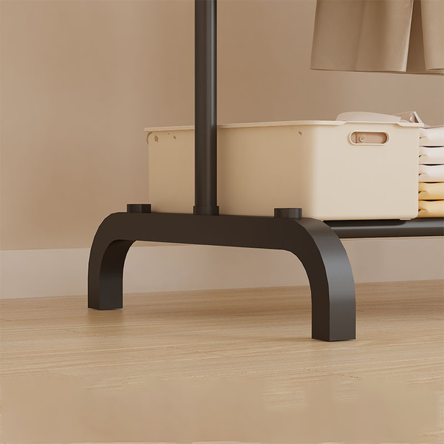 Напольная вешалка для одежды и обуви Clothes Rack 6009-B с двумя перекладинами 160x75x44 см Black (3_08464) - Фото 6 Напольная вешалка для одежды и обуви Clothes Rack 6009-B с двумя перекладинами 160x75x44 см Black (3_08464) - изображение 6