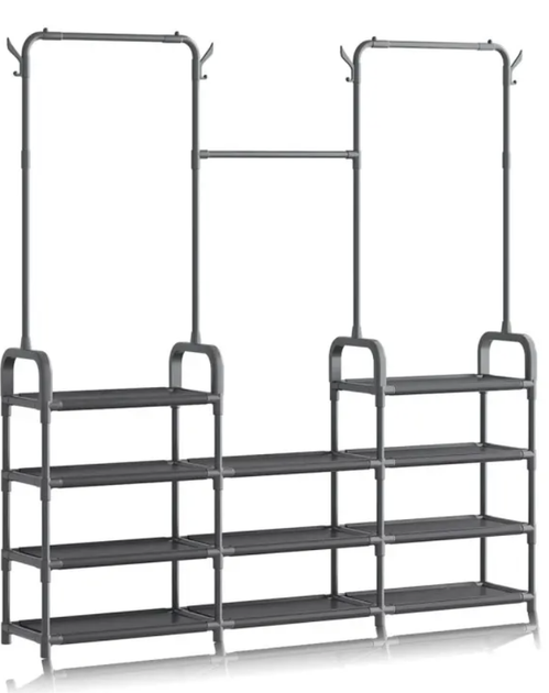 Напольная стойка-вешалка для одежды и обуви RIAS Multi Functional Coat Rak 6048 с полками 164x137x26 см Black (3_08460) - Фото 4 Напольная стойка-вешалка для одежды и обуви RIAS Multi Functional Coat Rak 6048 с полками 164x137x26 см Black (3_08460) - изображение 4