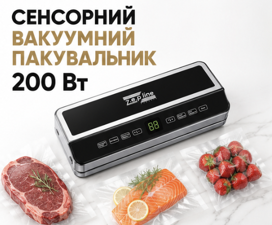 Вакууматор для продуктов Zepline ZP-0374 200 Вт Бытовой вакуумный упаковщик с сенсорным LED-дисплеем и ножом - изображение 4