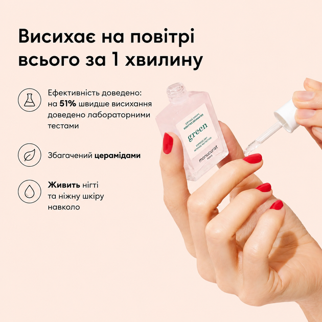 Набор для маникюра Manucurist Green System Poppy Red + База Base Coat + Топ покрытия Top Coat Sunshine + обезжириватель Nail Degreaser + капли для сушки Drying Drops французский классический красный - изображение 6