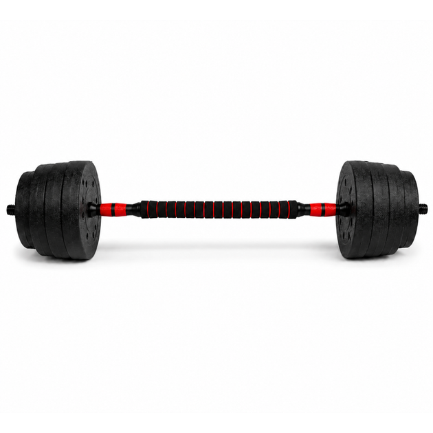 Гантелі композитні зі Штангою Champion X-venum 2шт 55см 14.5 кг Чорно-Червоний - зображення 2