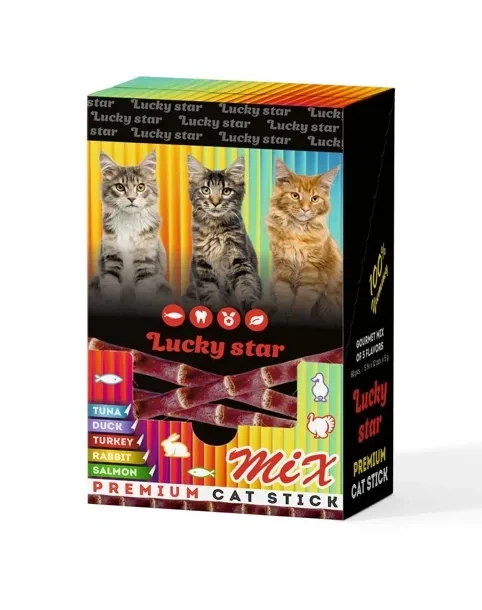 Набор лакомств Lucky Star - для кошек, ассорти из 5 вкусов (60 палочек по 5 г) (4820281501111) - Фото 1 Набор лакомств Lucky Star - для кошек, ассорти из 5 вкусов (60 палочек по 5 г) (4820281501111) - изображение 1