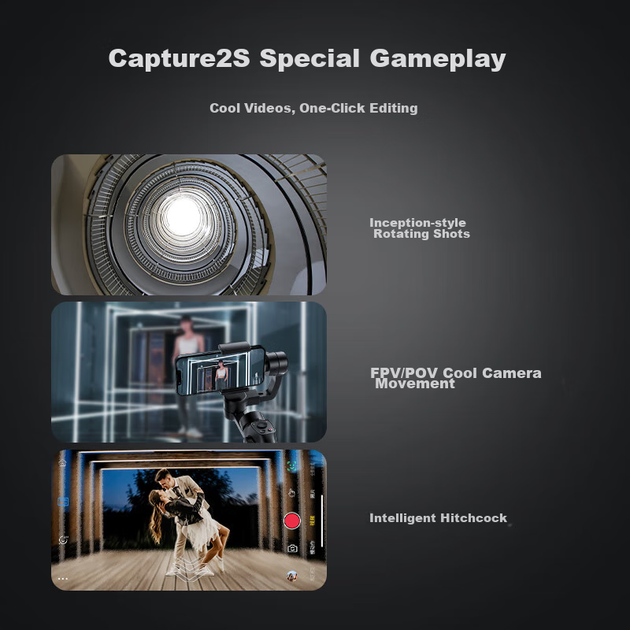 Стабилизатор для смартфонов FUNSNAP Capture 2S, ручной гироскоп с трехосевой системой стабилизации, профессиональная панорамно-наклонная головка для плавных снимков и съемки сверху. - изображение 8