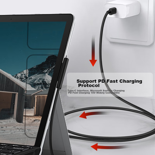 Кабель зарядный Youpin Type-C - магнитный для Microsoft Surface Pro 7/6/5/4, Book, Go - Фото 4 Кабель зарядный Youpin Type-C - магнитный для Microsoft Surface Pro 7/6/5/4, Book, Go - изображение 4
