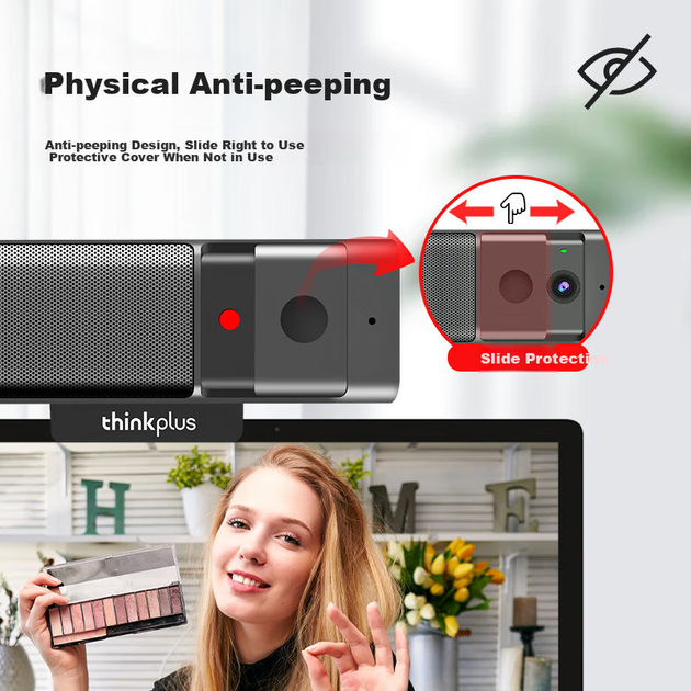 Веб-камера Lenovo ThinkPlus 1080P HD с микрофоном для настольного компьютера, защитная крышка в комплекте, подключение и использование без установки драйверов, подходит для онлайн-обучения, учебы и работы WL62A - изображение 7