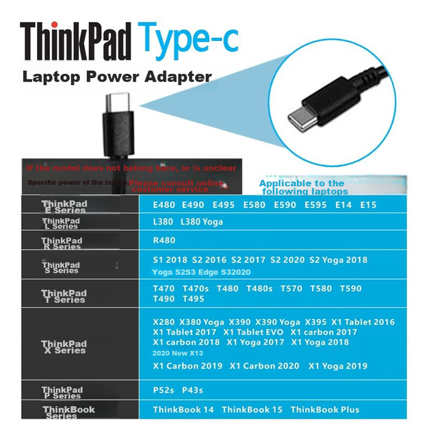 Оригинальное зарядное устройство для ноутбука ThinkPad, адаптер питания Type-C, 20 В 3,25 А 65 Вт, зарядное устройство с интерфейсом USB-C. - зображення 4