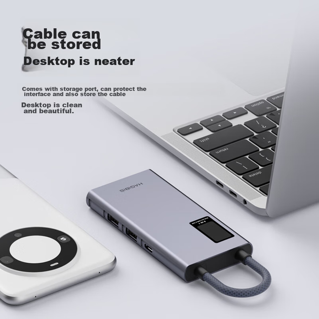 Док-станція розширення цифрового дисплея Hagibis з екраном, конвертер USB-C, адаптер Ethernet, конвертер Type-C на HDMI, сумісний з комп'ютерами Apple Mac, адаптер Thunderbolt 4 - зображення 12