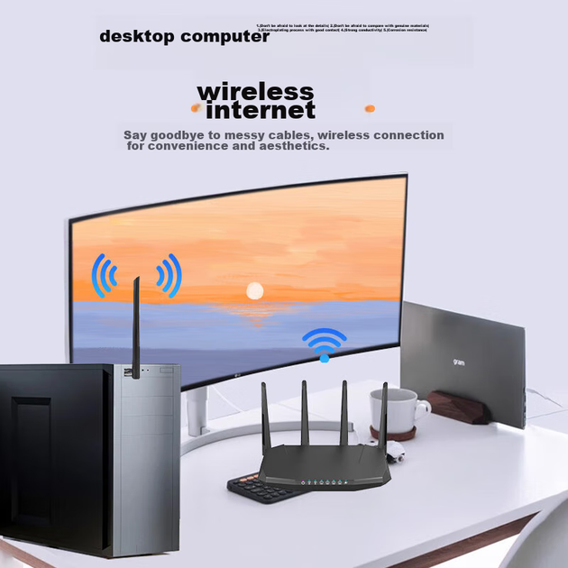 Адаптер мережевий PERCKO WiFi6 AX900 USB дводіапазонний із зовнішньою антеною для ПК - Фото 10 Адаптер мережевий PERCKO WiFi6 AX900 USB дводіапазонний із зовнішньою антеною для ПК - зображення 10
