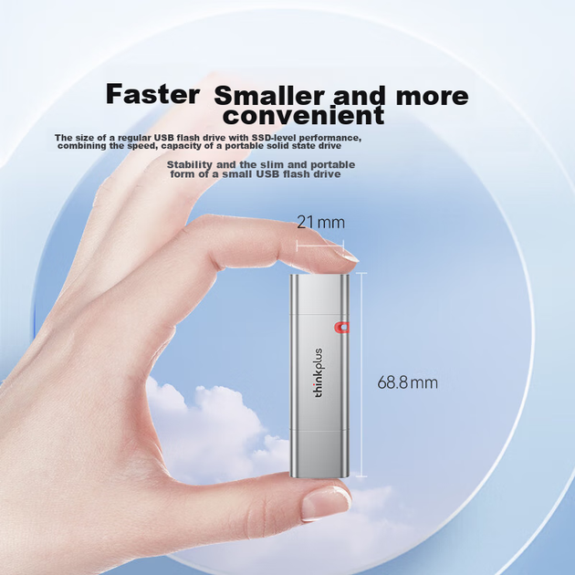 Твердотільний USB-флеш-накопичувач ThinkPlus Lenovo 256 ГБ, швидкість читання до 500 МБ/с, два інтерфейси USB 3.2 та Type-C, велика ємність, сумісний із телефонами та комп'ютерами, універсальний флеш-накопичувач, серія TSU303 - изображение 6