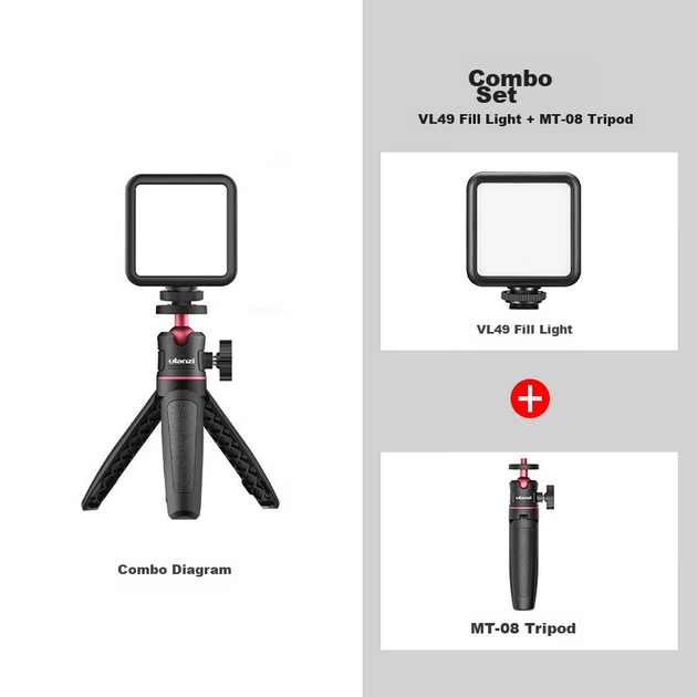 Комплект Ulanzi VL49 Fill Light + штатив MT-08, мини-светодиодный софтбокс для фотосъемки на смартфон, аксессуар для горячего башмака зеркальных фотокамер, подсветка для селфи. - Фото 5 Комплект Ulanzi VL49 Fill Light + штатив MT-08, мини-светодиодный софтбокс для фотосъемки на смартфон, аксессуар для горячего башмака зеркальных фотокамер, подсветка для селфи. - изображение 5