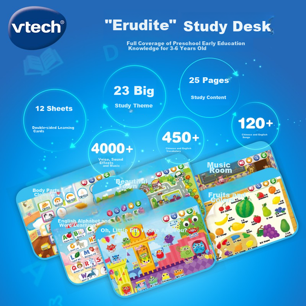 Столик VTech розвивальний 4 в 1 з планшетом для малювання та навчанням англійської - зображення 9
