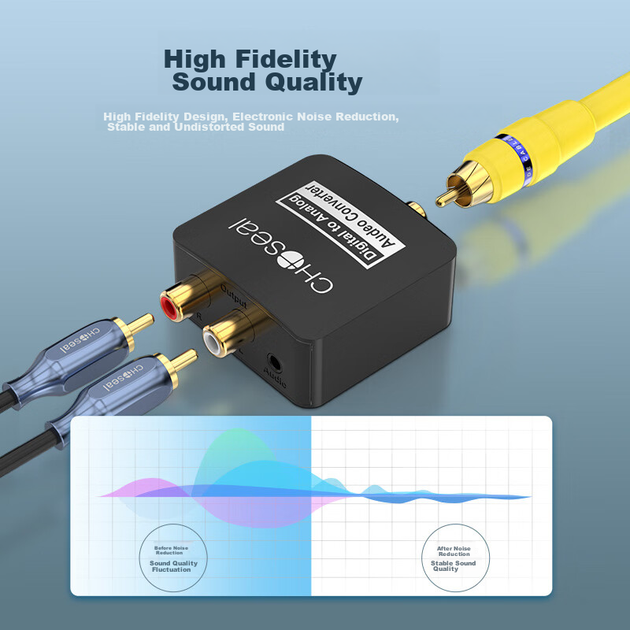 Аудиоконвертер CHOSEAL QZ210 оптический и коаксиальный SPDIF в RCA и 3.5 мм - изображение 4