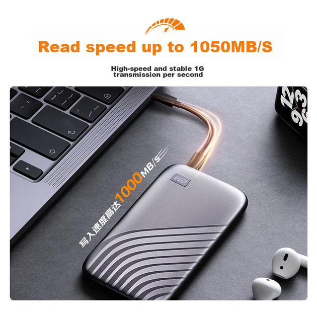 Портативный твердотельный накопитель Western Digital (WD) 500 ГБ NVMe (PSSD), My Passport SSD с интерфейсом Type-C, 1050 МБ/с, прямое подключение к телефону и внешний для ноутбуков. - изображение 7