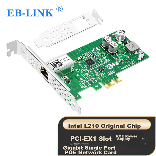 Мережева карта EB-LINK Intel I210 PCI-E, гігабітна, один порт PoE, модель I210-T1, для промислових камер - зображення 4