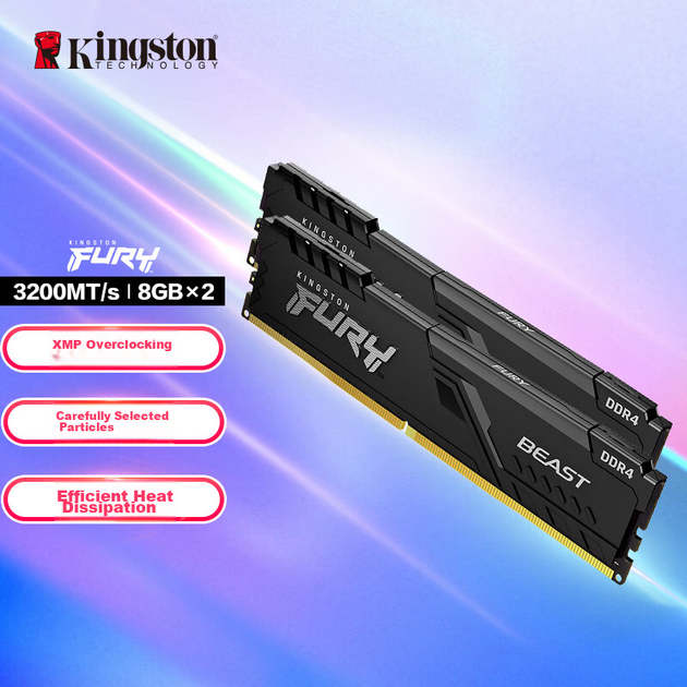 Оперативна пам'ять Kingston FURY Beast DDR4 16 ГБ (2x8 ГБ) 3200 МГц CL16 - зображення 10