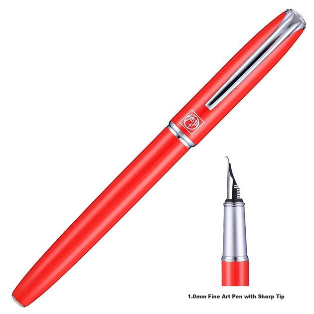 Ручка Pimio Art Pen с изогнутым наконечником для каллиграфии жесткая, для тренировки почерка, наконечник 1.0 мм, 916, красная - Фото 5 Ручка Pimio Art Pen с изогнутым наконечником для каллиграфии жесткая, для тренировки почерка, наконечник 1.0 мм, 916, красная - изображение 5