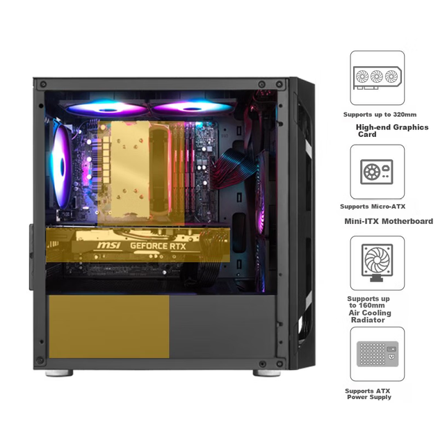 Мини-корпус SilverStone Fala H1 M, черный, для плат MATX, с поддержкой водяного охлаждения 240 мм, вентилятором 120 мм, длинными видеокартами и стеклянной боковой панелью - Фото 4 Мини-корпус SilverStone Fala H1 M, черный, для плат MATX, с поддержкой водяного охлаждения 240 мм, вентилятором 120 мм, длинными видеокартами и стеклянной боковой панелью - изображение 4