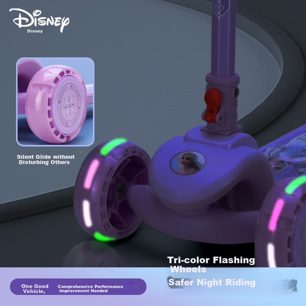 Самокат Disney «Холодное сердце» детский трехколесный складной со светящимися колесами - Фото 7 Самокат Disney «Холодное сердце» детский трехколесный складной со светящимися колесами - изображение 7