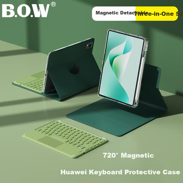 Чехол BOW Hangshi HC039 для планшета Huawei MatePad Air 12 дюймов, умный магнитный съемный чехол со слотом для стилуса, универсальный, темно-зеленый (12 дюймов). - Фото 7 Чехол BOW Hangshi HC039 для планшета Huawei MatePad Air 12 дюймов, умный магнитный съемный чехол со слотом для стилуса, универсальный, темно-зеленый (12 дюймов). - изображение 7