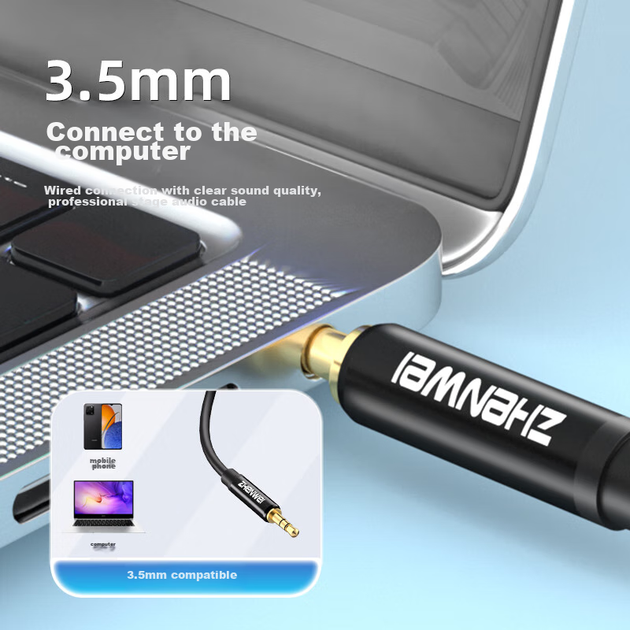 Аудіокабель ZHENWEI ZW-YPX Mini Jack 3.5 мм - 2x XLR, 8 м - зображення 6