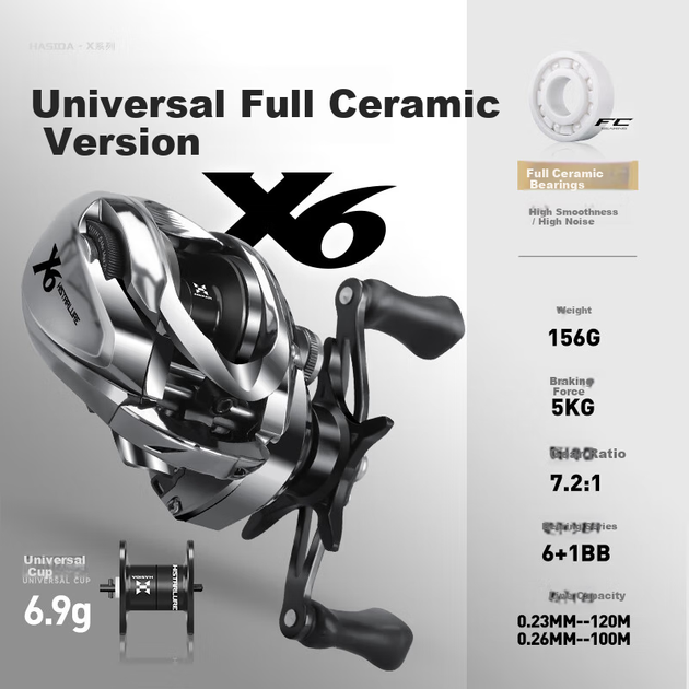 Катушка спиннинговая HISTAR X Series X6 с керамическими подшипниками, для левой руки - изображение 9