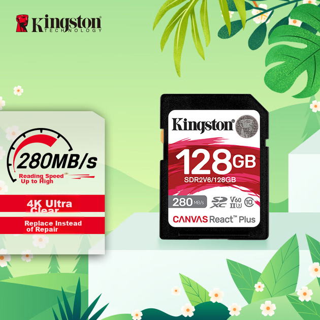 Карта памяти Kingston SD 128 ГБ U3 V60, чтение 280 МБ/с, запись 100 МБ/с - изображение 4