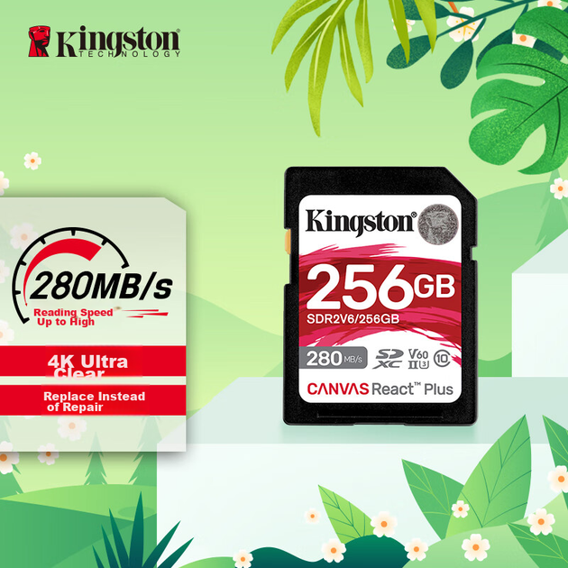 Карта памяти Kingston SD 256 ГБ U3 V60 для камер 4K, до 280 МБ/с - изображение 4