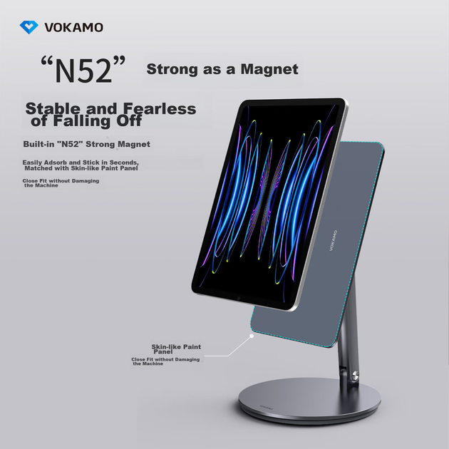 Підставка VOKAMO магнітна для iPad Air та Pro 10.9-11 дюймів з регулюванням висоти та поворотом 360 градусів - зображення 6